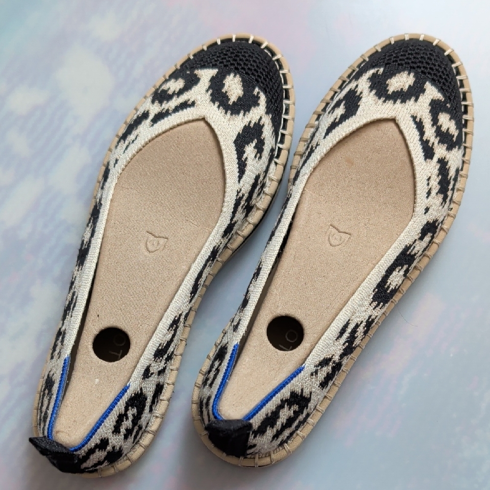 Rothy's Black And Cream Colored Espadrilles -Sandy Cats